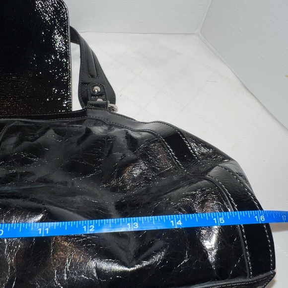 Charles David Black Split Leather Large Satchel Shoulder Bag New - Picture 7 of 15